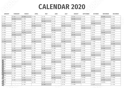 Calendar 2020 Annual planner