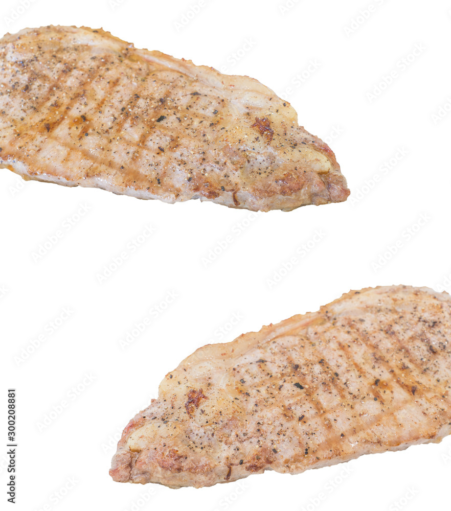 Rib eye steak isolated on the white background with clipping path