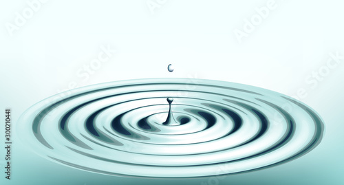 Water ripple with drop, vector
