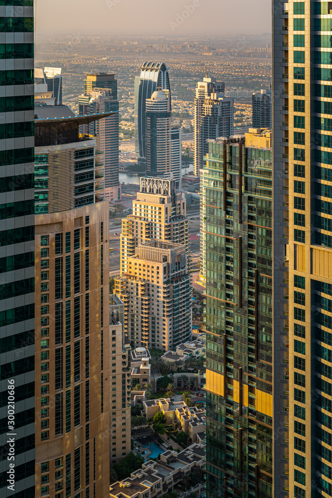 View through Dubai skyscraper