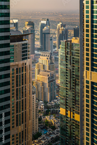 View through Dubai skyscraper