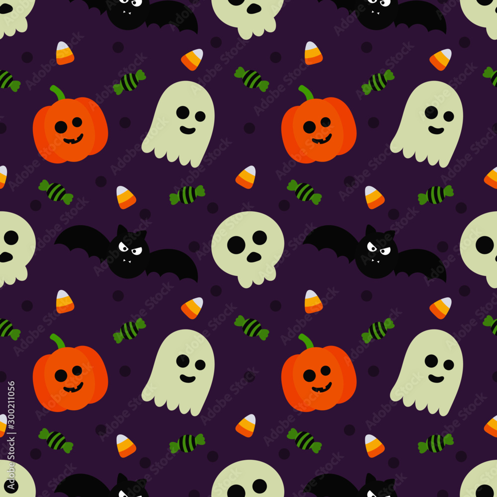 seamless pattern happy halloween icons isolated on purple background. vector Illustration. seamless pattern happy halloween icons isolated on purple background. vector Illustration.