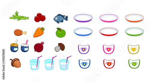 vector set of items for kids kitchen