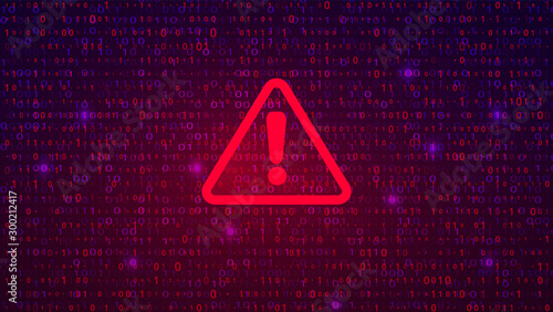 Abstract Technology Binary Code Dark Red Background. Cyber Alert photo