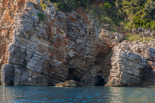 Cliff rock formation on the sea shore