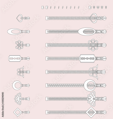slider pull theet zipper construction kit fashion swatch brush elements ornamental