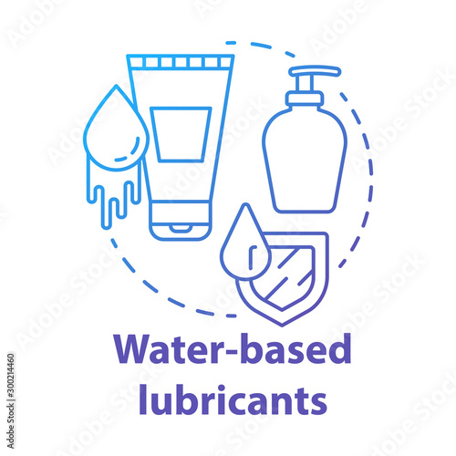 Water-based lubricants blue concept icon. Safe sex. Natural lotion. Healthy intimate relationship. Female, male healthcare idea thin line illustration. Vector isolated outline drawing