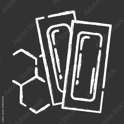 Waxing strips chalk icon. Natural, soft, honey wax. Body hair removal equipment. Tools for depilation. Professional beauty treatment cosmetics. Isolated vector chalkboard illustration