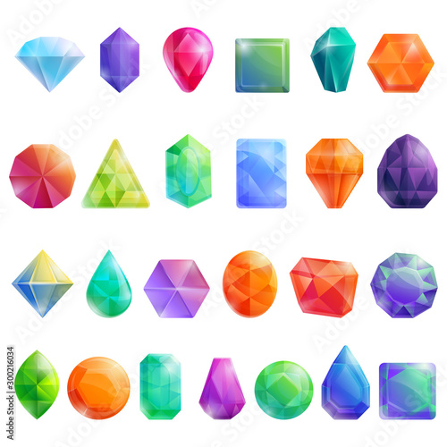 Jewel icons set. Cartoon set of jewel vector icons for web design