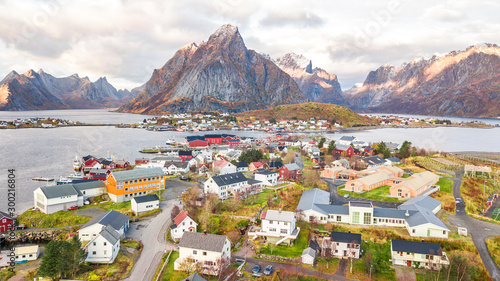 amazing view of reine fishing town at lofoten islands, norway