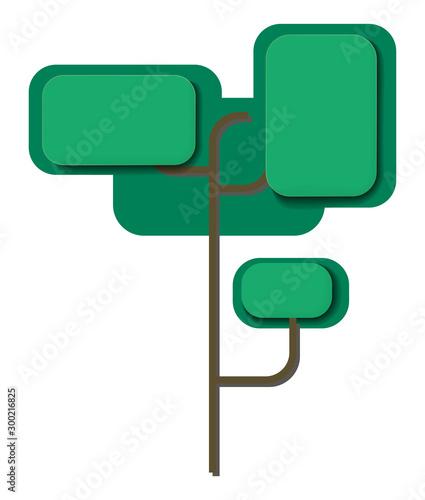 vector cartoon green trees in paper cut