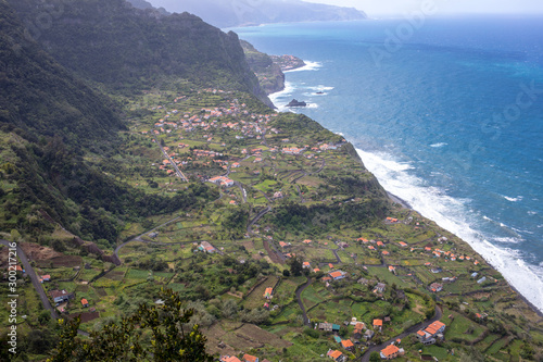 Arco De São Jorge on north coast Madeira seen from Miradouro Beira da Quinta, Madeira, Portugal. photo