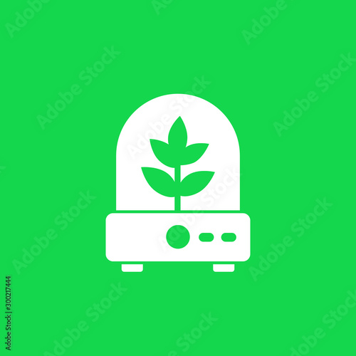incubator with plant icon, vector