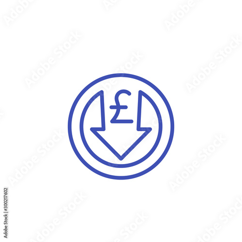 reduce costs icon with pound, line