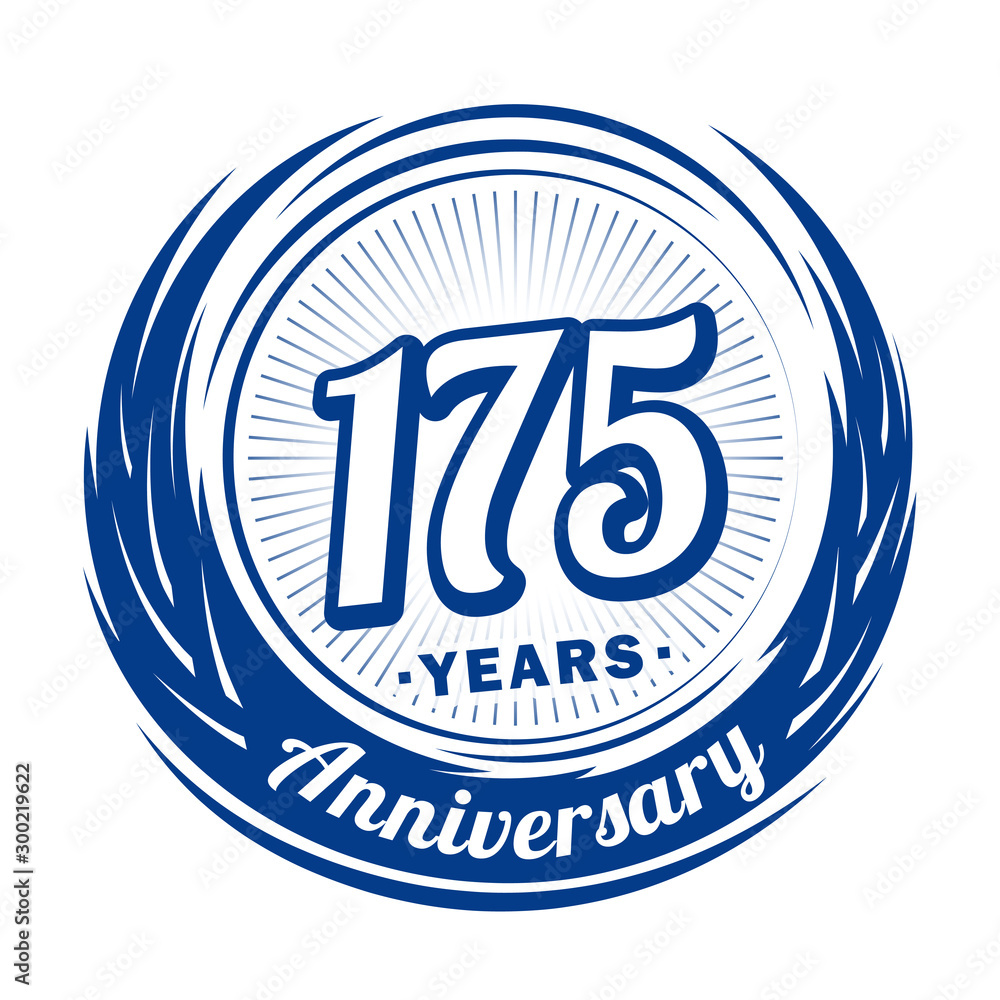 One hundred and seventy-five years anniversary celebration logotype. 175th anniversary logo. Vector and illustration.
