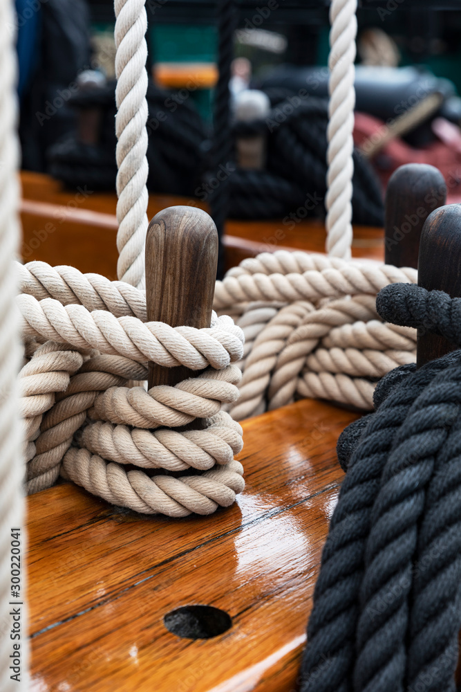 ropes on deck of ship