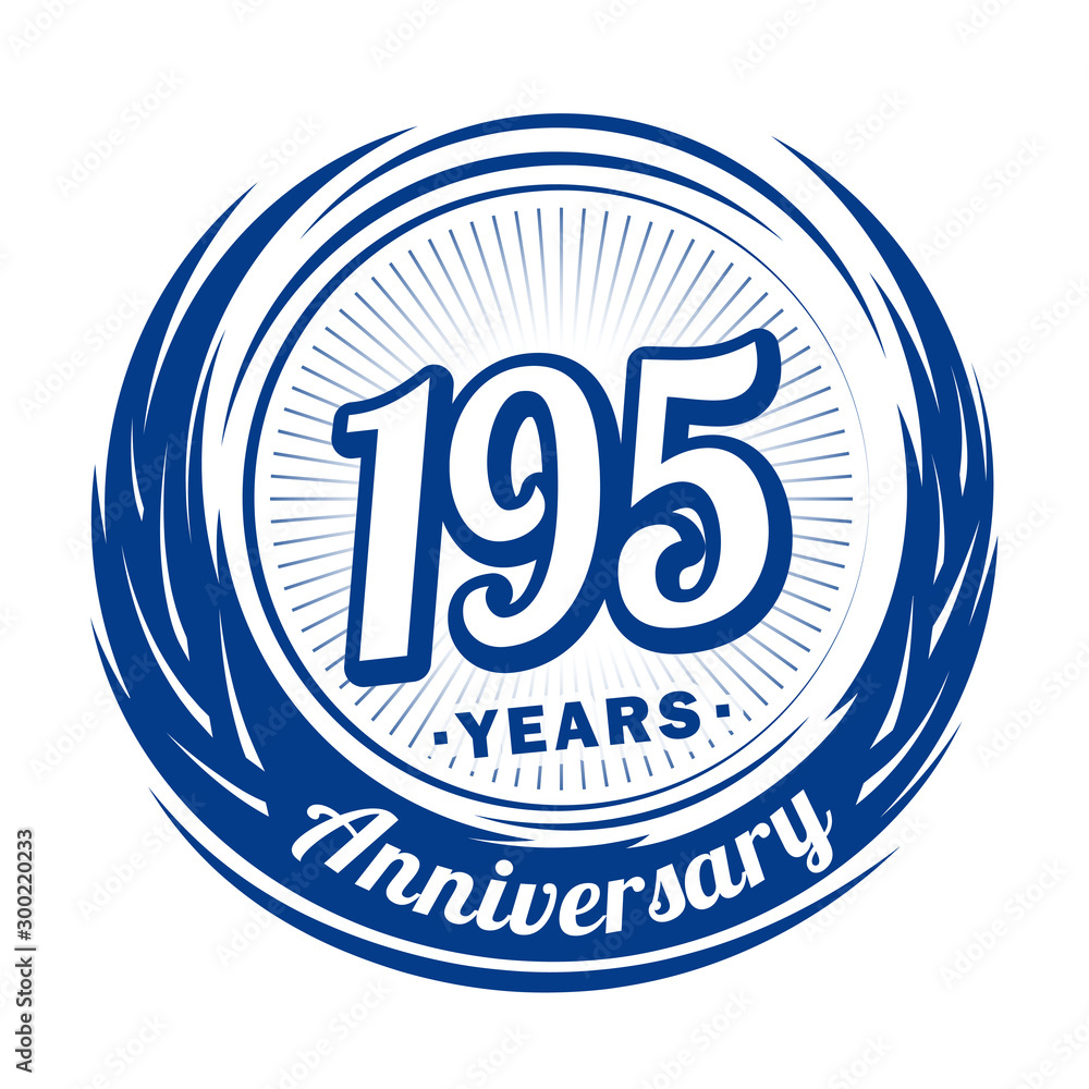 One hundred and ninety-five years anniversary celebration logotype. 195th anniversary logo. Vector and illustration.