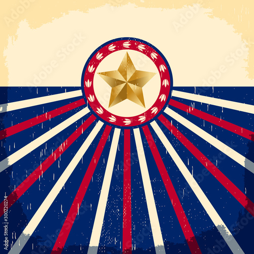 Texas Vintage card, American flag colors, vector design. photo