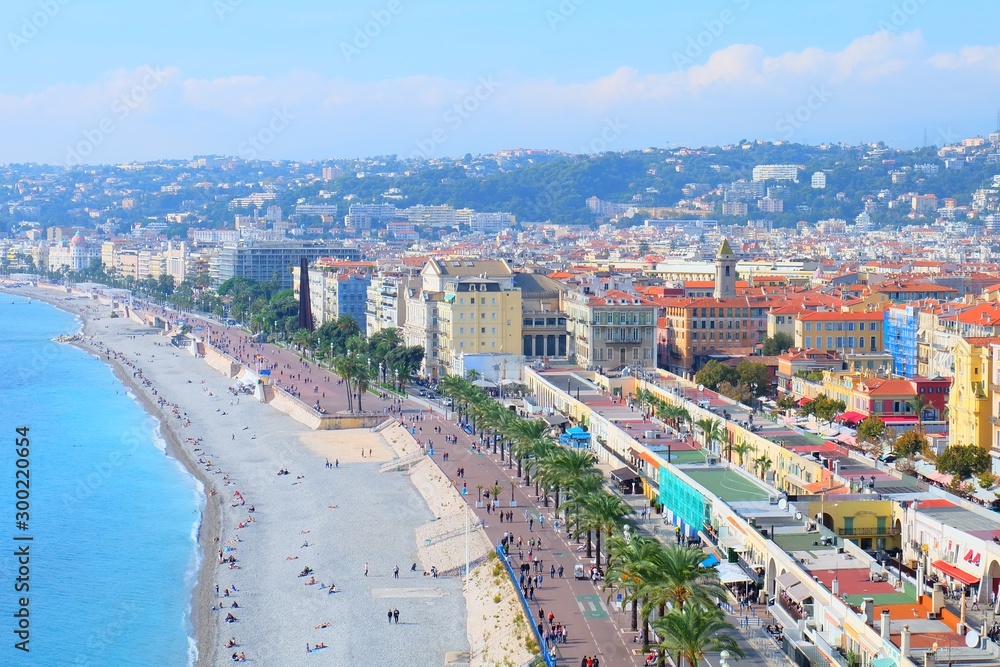 Obraz premium View to Promenade des Anglais in Nice, France