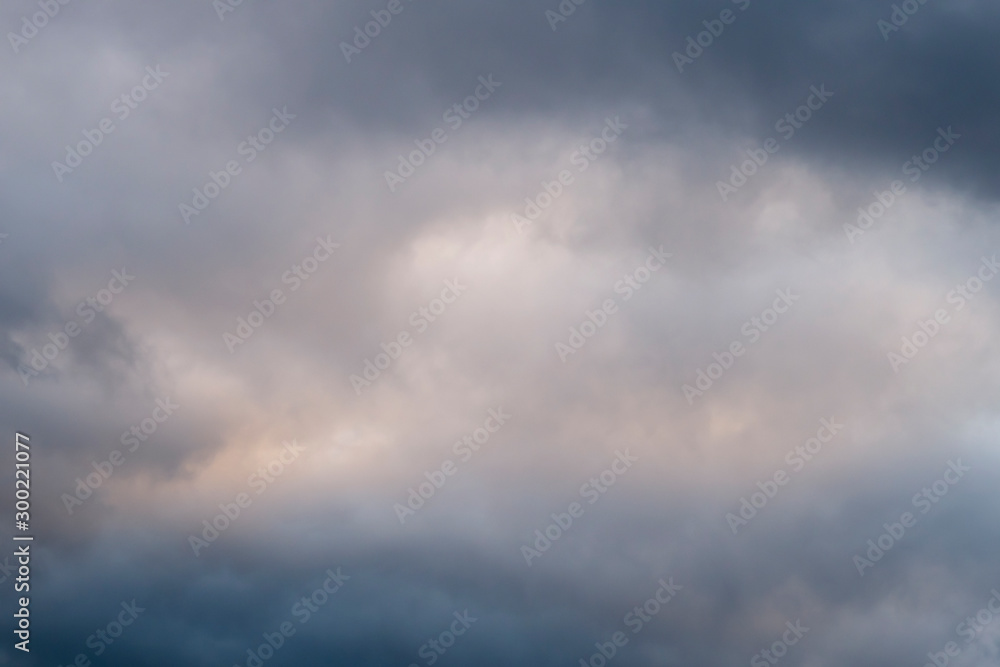 Cloudscape on heavy rainly day. Storm clouds. Background..