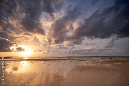 Fototapeta Naklejka Na Ścianę i Meble -  Australia Fraser Island K'gari sunset after storm on beach