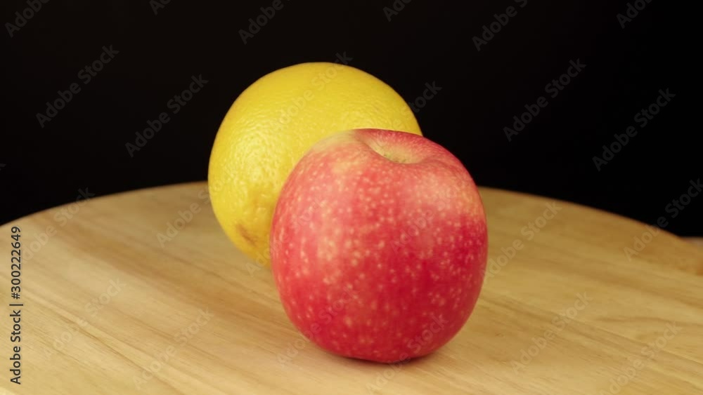 Apple and orange red green and yellow rotate 360 degrees. Apple and orange red green and yellow rotate 360 degrees.