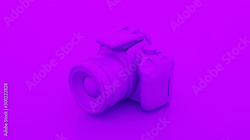 Purple DSLR Camera. 3D illustration