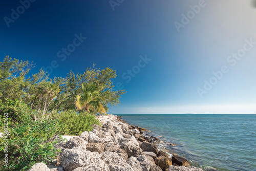 Key West beach rock and sea landscape