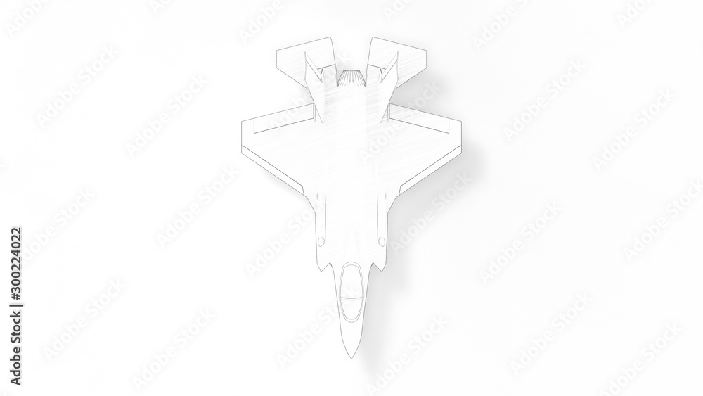 Modern fighter jet 3d rendering isolated in white background