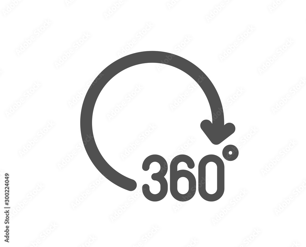 VR simulation sign. 360 degrees icon. Panoramic view symbol. Classic ...