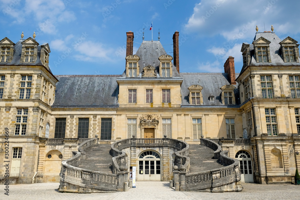 Beautiful Palace Fontainebleau in France from oustide