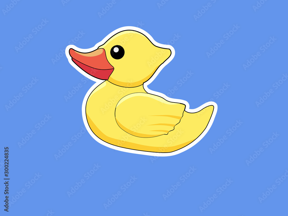 Bath duck zine style. Vector image, style print. Motive of funny. Side view. Colored Illustration Bath duck zine style. Vector image, style print. Motive of funny. Side view. Colored Illustration
