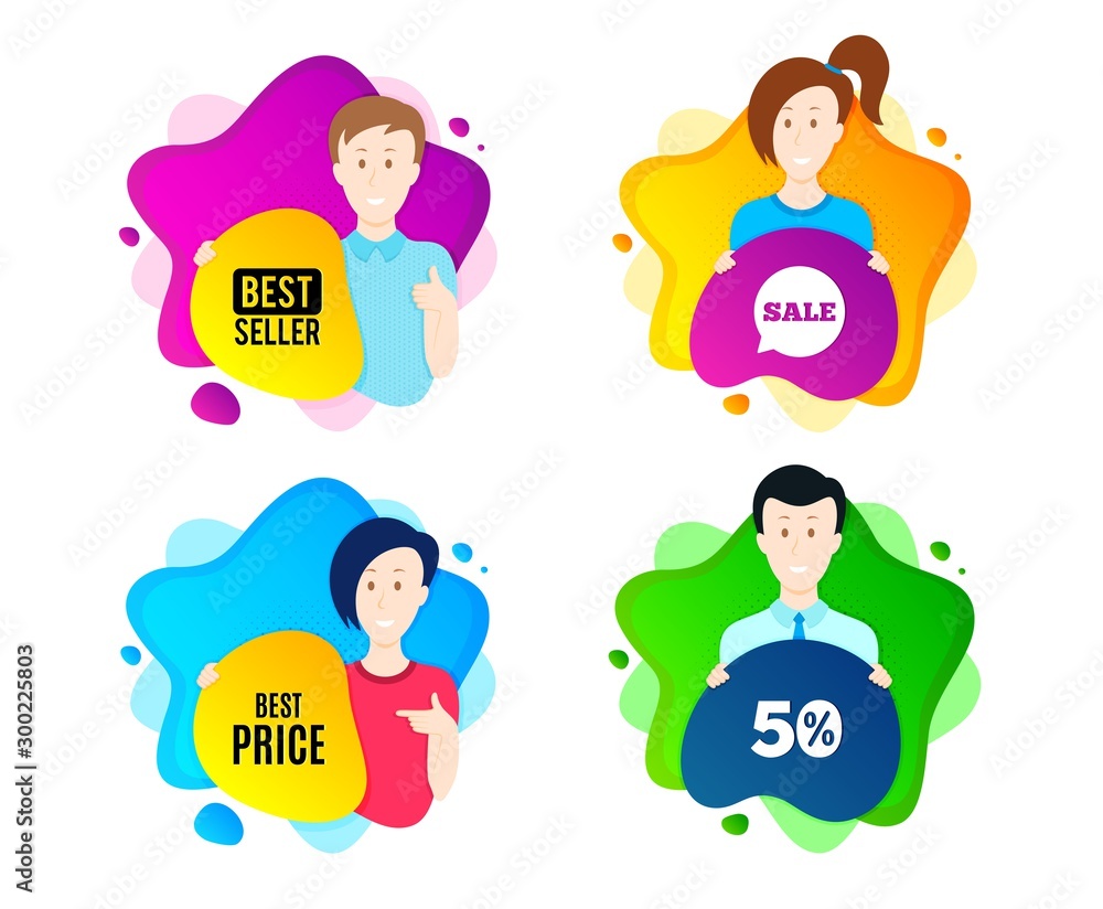 Best Price. People shape offer badge. Special offer Sale sign. Advertising Discounts symbol. Dynamic shape offer. Worker person badge. Cut out people coupon. Best price text. Vector