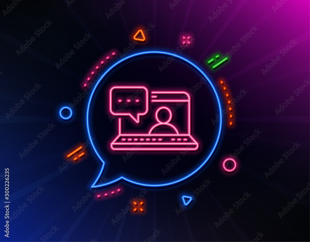 Friends chat line icon. Neon laser lights. Friendship love sign. Assistance business symbol. Glow laser speech bubble. Neon lights chat bubble. Banner badge with friends chat icon. Vector Friends chat line icon. Neon laser lights. Friendship love sign. Assistance business symbol. Glow laser speech bubble. Neon lights chat bubble. Banner badge with friends chat icon. Vector