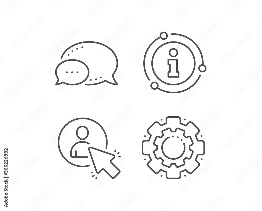 Select user line icon. Chat bubble, info sign elements. Business management sign. Click symbol. Linear user outline icon. Information bubble. Vector Select user line icon. Chat bubble, info sign elements. Business management sign. Click symbol. Linear user outline icon. Information bubble. Vector