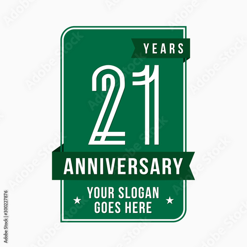 21 years anniversary design template. Twenty-one years celebration logo. Vector and illustration.