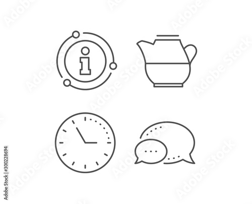 Milk jug for coffee icon. Chat bubble  info sign elements. Fresh drink sign. Beverage symbol. Linear milk jug outline icon. Information bubble. Vector