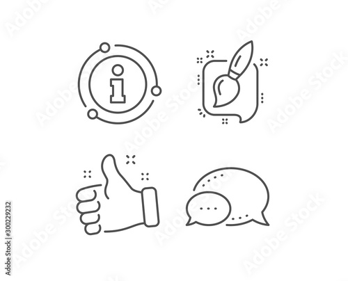Painting brush line icon. Chat bubble, info sign elements. Creativity sign. Graphic art symbol. Linear painting brush outline icon. Information bubble. Vector