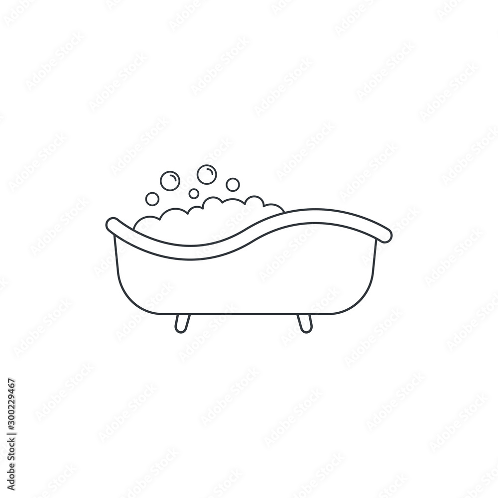 Naklejka premium Bathtub with bubbles icon design isolated on white background. Vector illustration