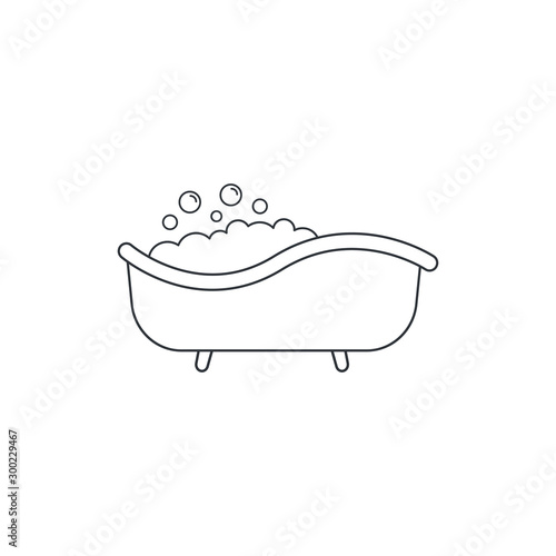 Bathtub with bubbles icon design isolated on white background. Vector illustration
