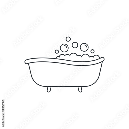 Bathtub with bubbles icon design isolated on white background. Vector illustration