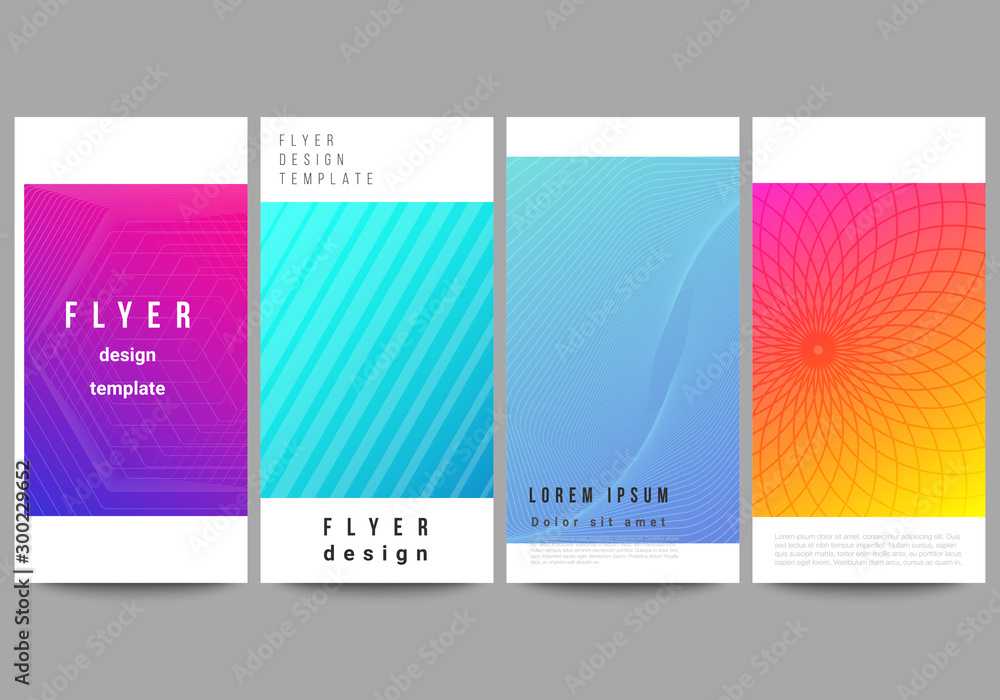 Fototapeta premium The minimalistic vector illustration of the editable layout of flyer, banner design templates. Abstract geometric pattern with colorful gradient business background.