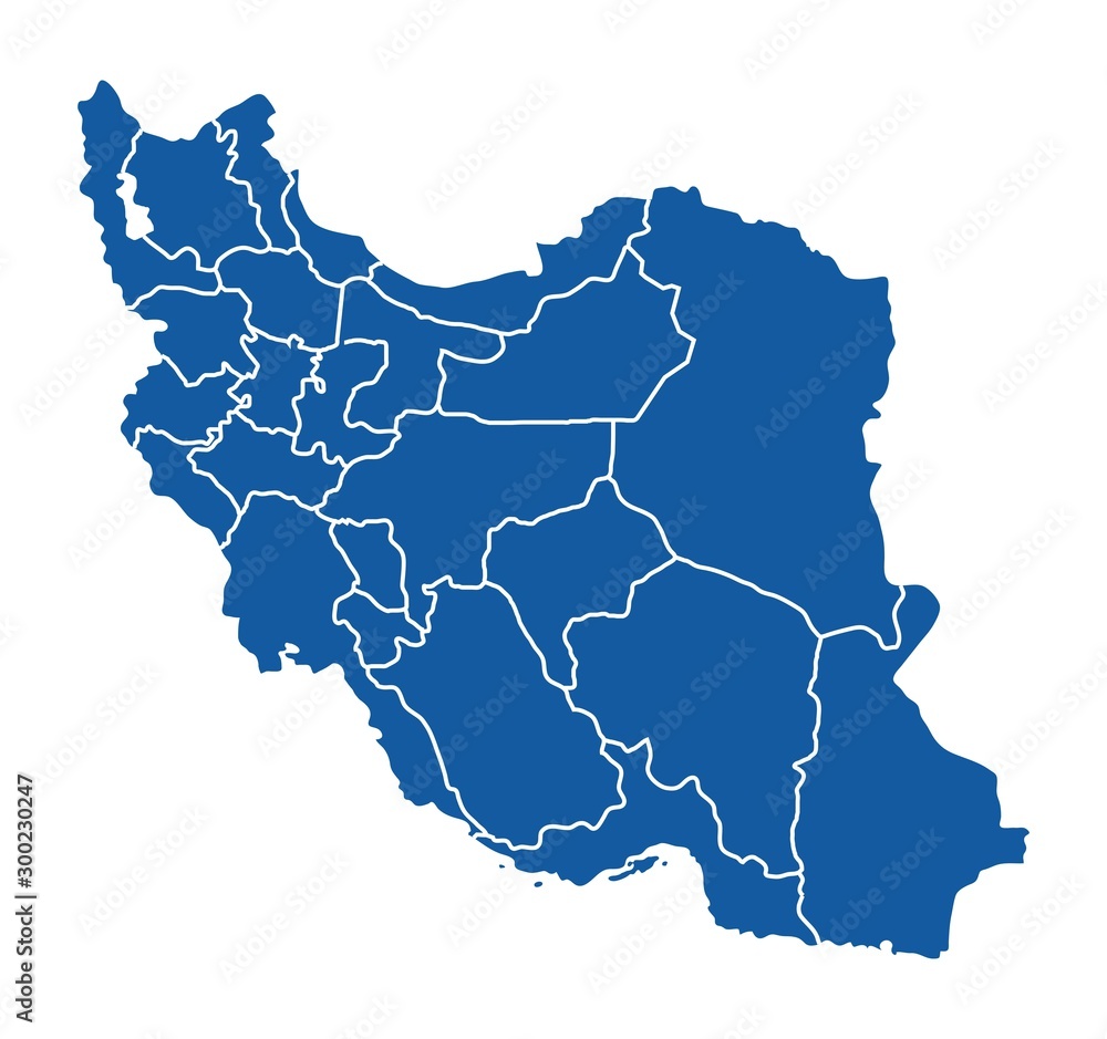 Outline blue map of Iran