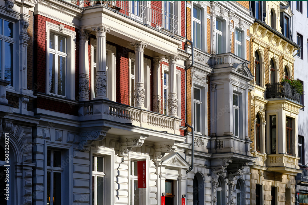 Fototapeta premium City villa facades in the style of the german Neorenaissance or Neoclassicism. These buildings have been constructed during the so called 