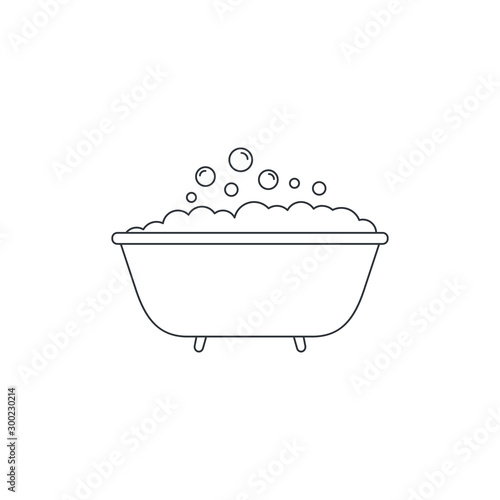 Bathtub with bubbles icon design isolated on white background. Vector illustration
