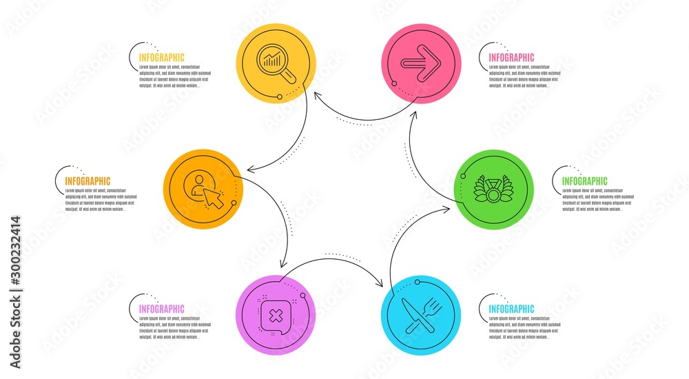 Next, Food and User signs. Infographic timeline. Laureate medal, Data analysis and Reject line icons set. Laurel wreath, Magnifying glass, Delete message. Forward. Business set. Vector Next, Food and User signs. Infographic timeline. Laureate medal, Data analysis and Reject line icons set. Laurel wreath, Magnifying glass, Delete message. Forward. Business set. Vector
