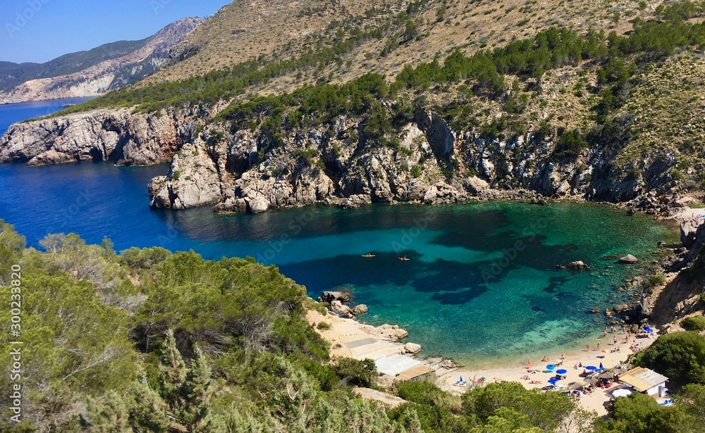 Deep blue lagoon in Ibiza, Spain