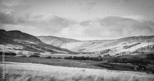 Black and white photography of Perth and Kinross District in Scotland