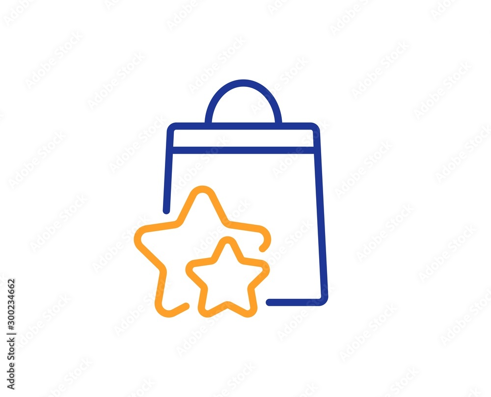 Bonus bags. Loyalty points line icon. Discount program symbol. Colorful outline concept. Blue and orange thin line loyalty points icon. Vector