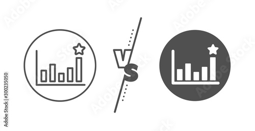 Business chart sign. Versus concept. Efficacy line icon. Analysis graph symbol. Line vs classic efficacy icon. Vector